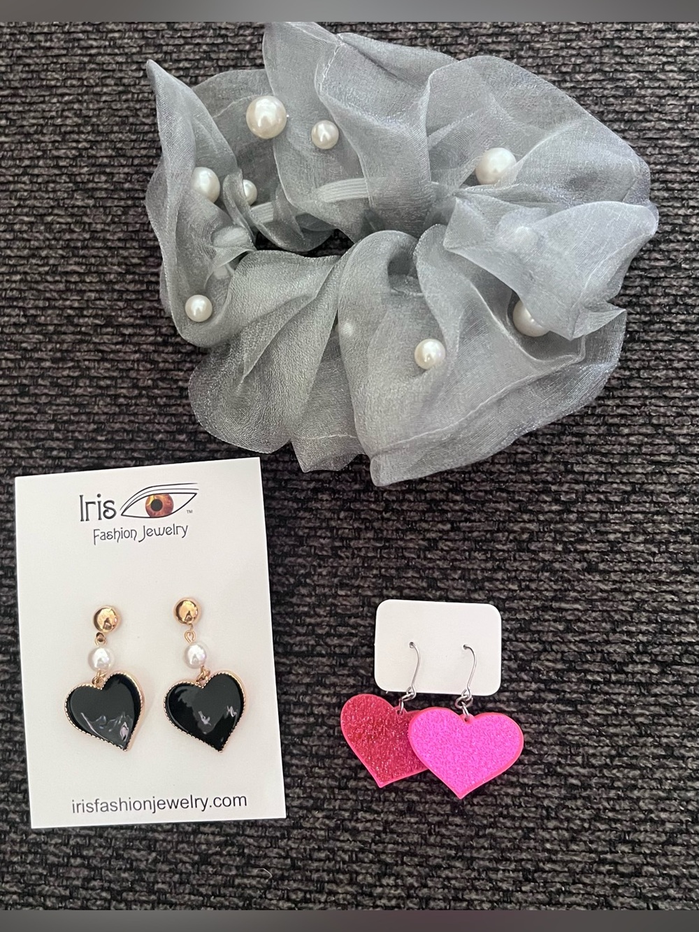 Iris Jewelry Hearts Earrings Set with Free scrunchie